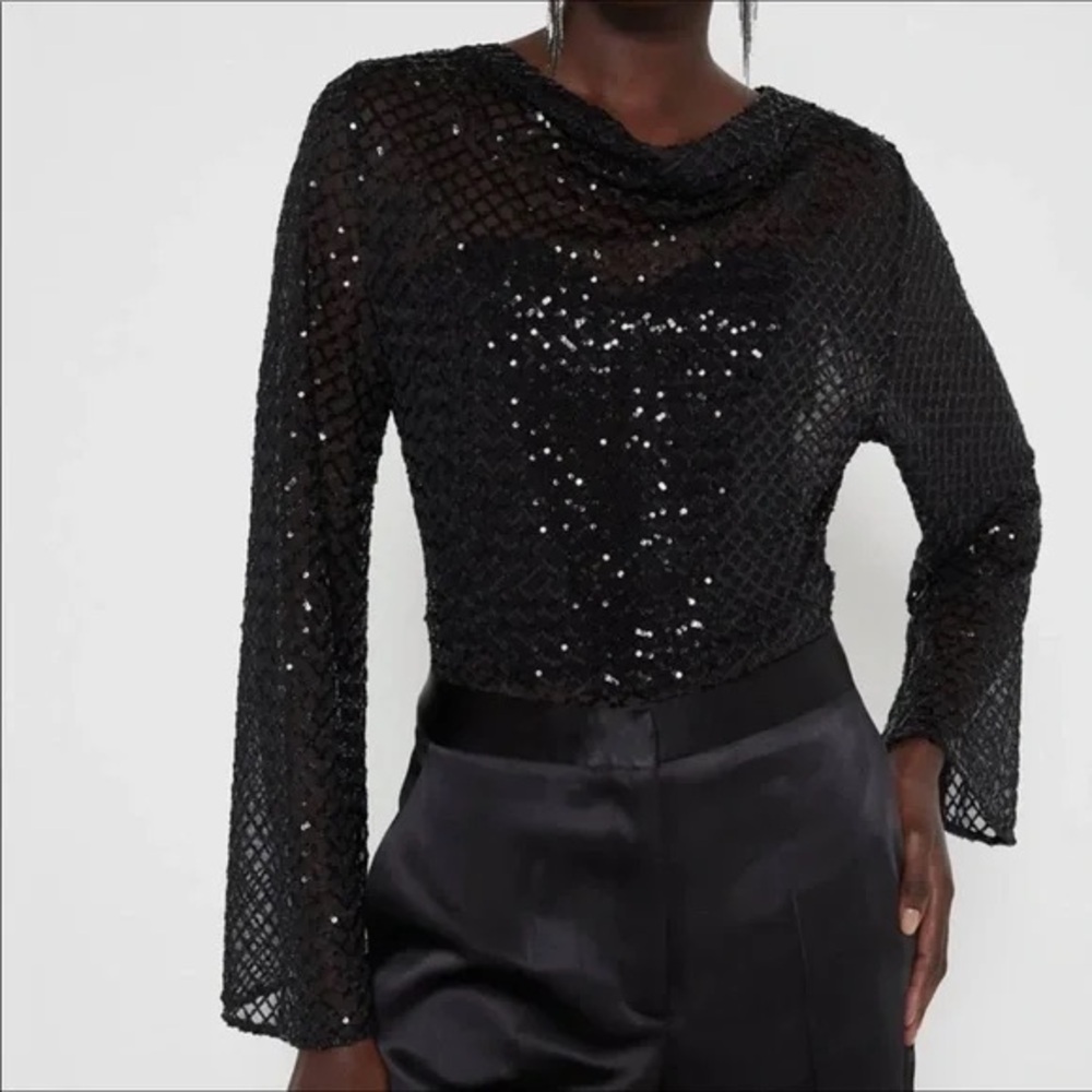 Zara black sequin festive top